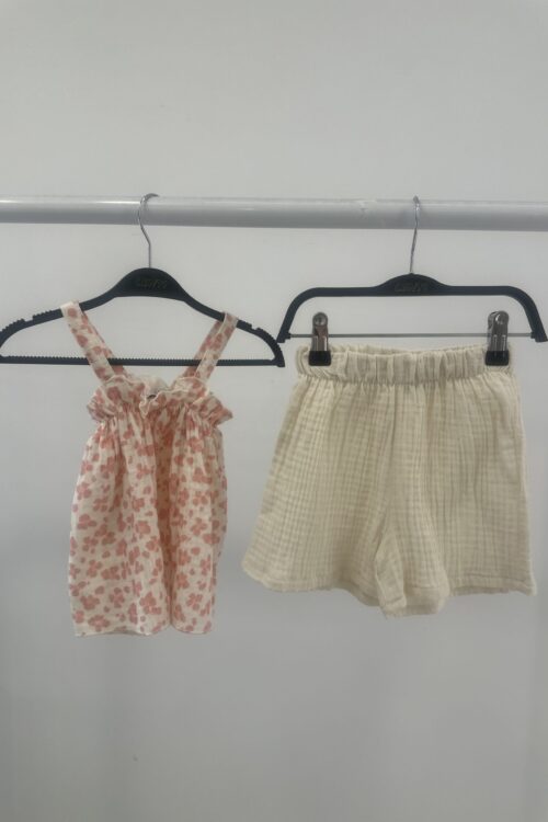 Set Veror për Fëmijë: Bluzë me Lule dhe Shkurtra të Lehta