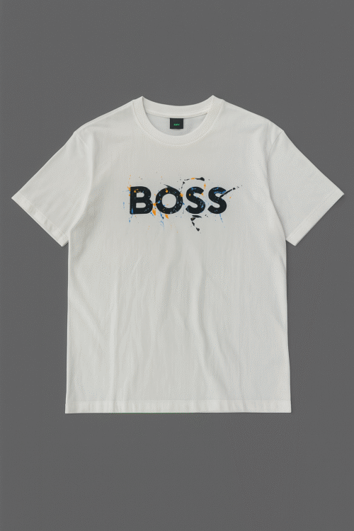 Bluzë e Bardhë BOSS me Logo Grafike