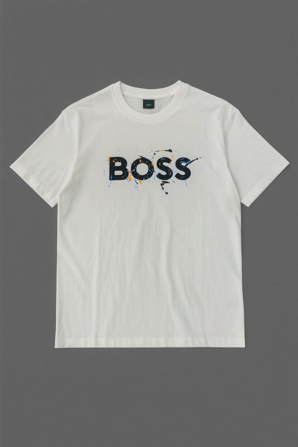 Bluzë e Bardhë BOSS me Logo Grafike