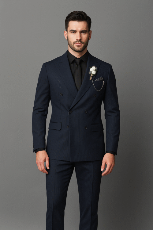 Kostum Ceremonial Elegance – Blu e Errët, Dizajn Dyrradhësh