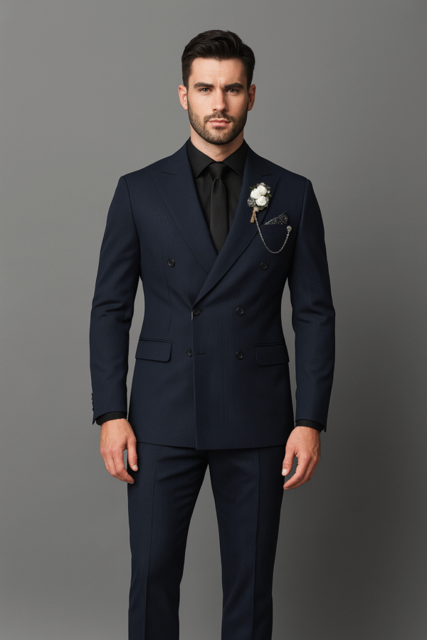 Kostum Ceremonial Elegance – Blu e Errët, Dizajn Dyrradhësh