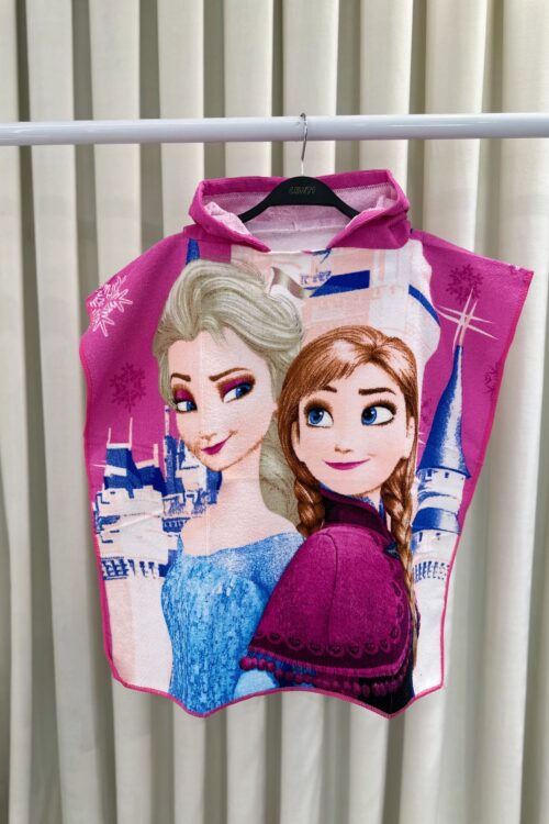 Peshqir Plazhi me Kapuç Frozen (Elsa & Anna) për Vajza