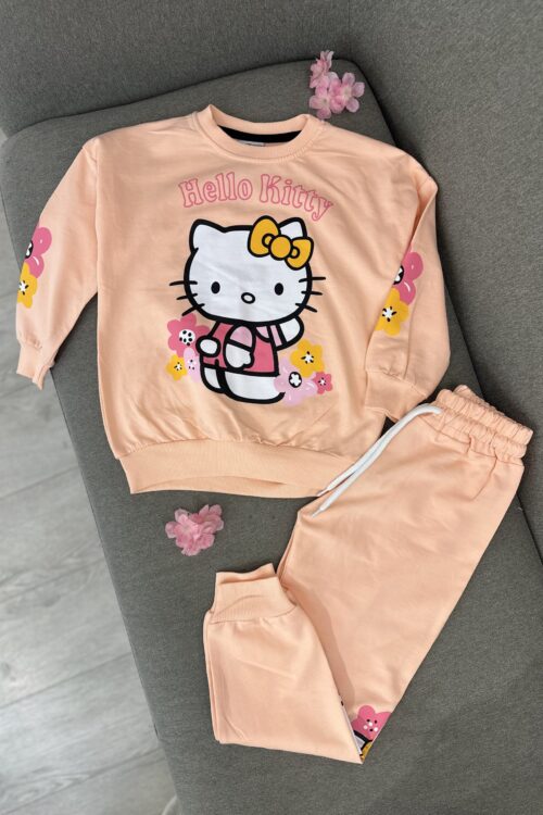 Kompleti Hello Kitty me ngjyrë pjeshkë për vajza