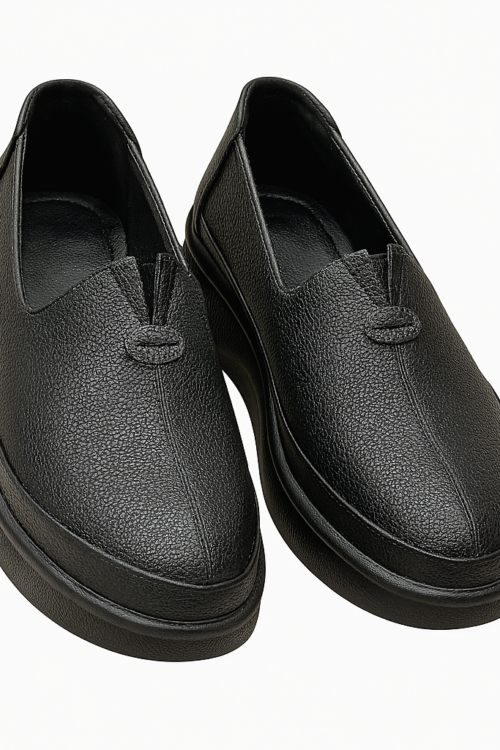 Këpucë Klasike Loafer me Platformë, Ngjyrë e Zezë