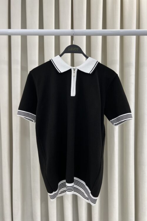 Polo Bluzë Elegante Burberry me Zinxhir dhe Detaje Kontrasti
