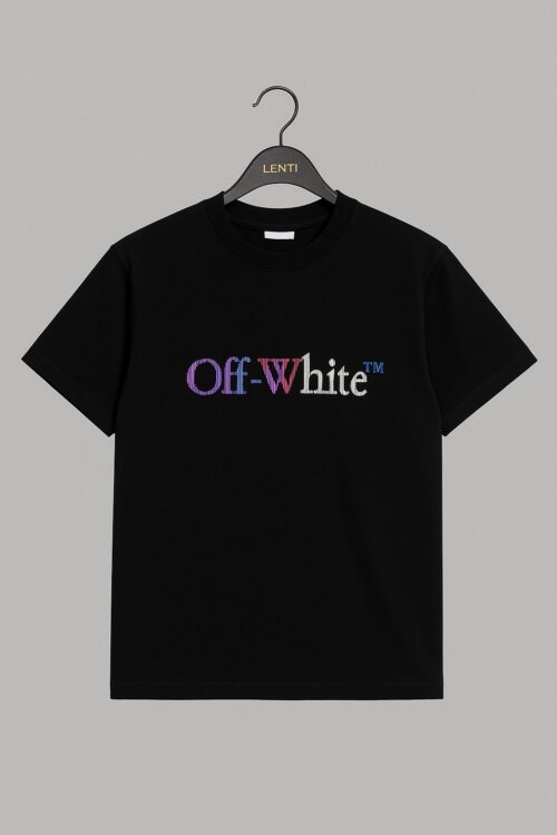 Bluza e zezë “Off-White” me logo me efekt pixels