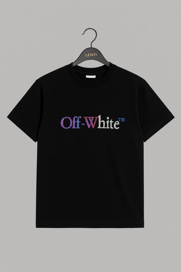 Bluza e zezë "Off-White" me logo me efekt pixels