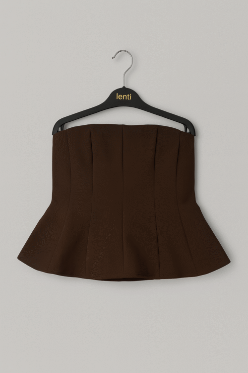 Top Peplum kafe çokollatë pa rripa (strapless)