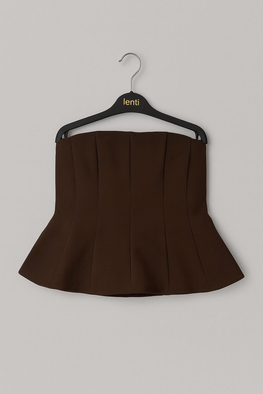 Top Peplum kafe çokollatë pa rripa (strapless)