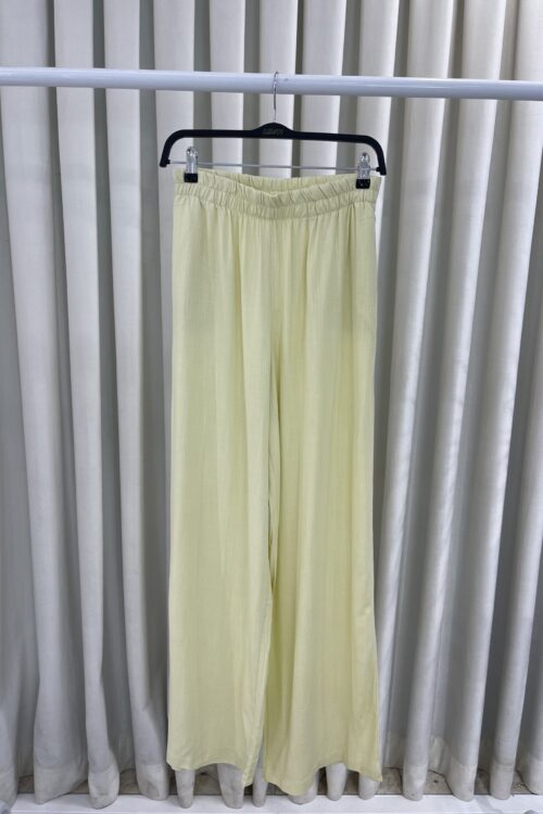 Pantallona Verore Wide-Leg të Verdhë të Zbehtë