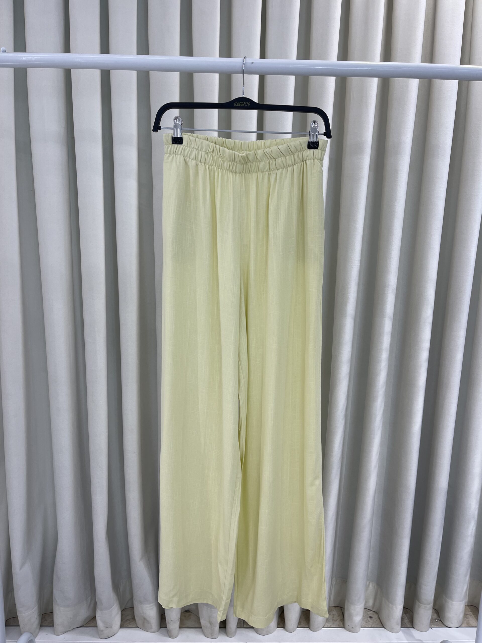 Pantallona Verore Wide-Leg të Verdhë të Zbehtë