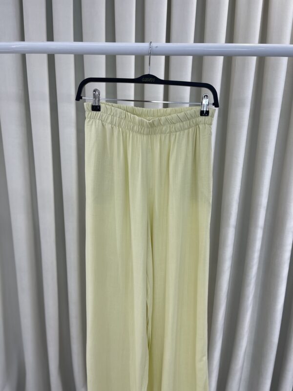 Pantallona Verore Wide-Leg të Verdhë të Zbehtë - Figura 2