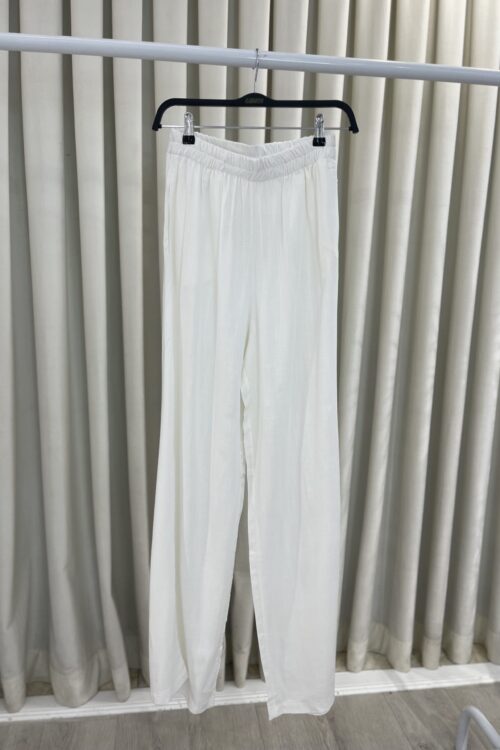 Pantallona Verore Wide-Leg të Bardha