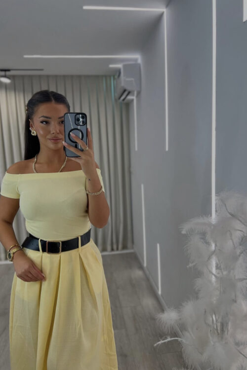 Maica “Off-Shoulder” në Verdhë Limoni
