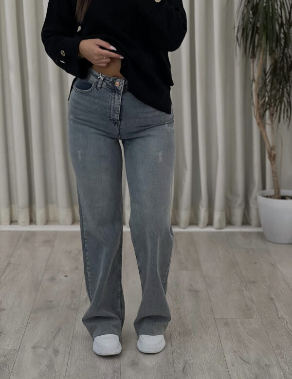 Farmerka gri 'straight leg' me bel të lartë - Image 2