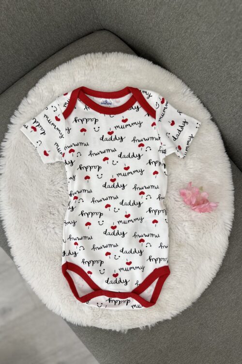 Bodi i bebeve me mëngë të shkurtra “Daddy & Mummy”