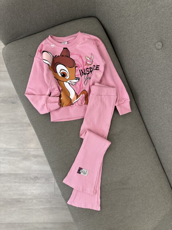 Komplet pambuku Bambi me bluzë rozë dhe tuta me pala