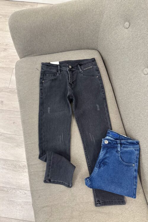 Xhinse Slim Fit për Fëmijë – Paketë Dy Ngjyrash: Gri e Errët dhe Blu Klasike