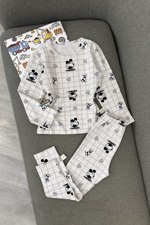 Komplet pizhama me dizajn Mickey Mouse për fëmijë, me material të butë
