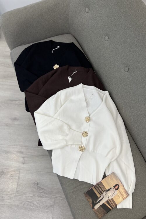 Kardiganë me Jakë V dhe Kopsa Elegante