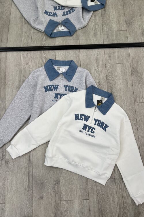 Bluzë Komode Me Jakë Kontrast – Frymëzim nga Stili New York!
