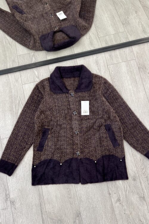 Xhemper/Triko e shkurtër e ngrohtë me qafë të madhe dhe detaje me lesh (Furry)