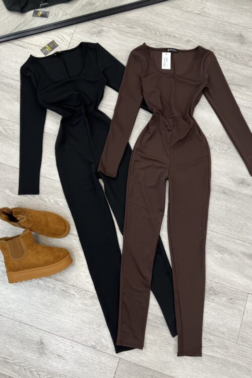 Tutë (Jumpsuit) me mëngë të gjata dhe qafë katrore