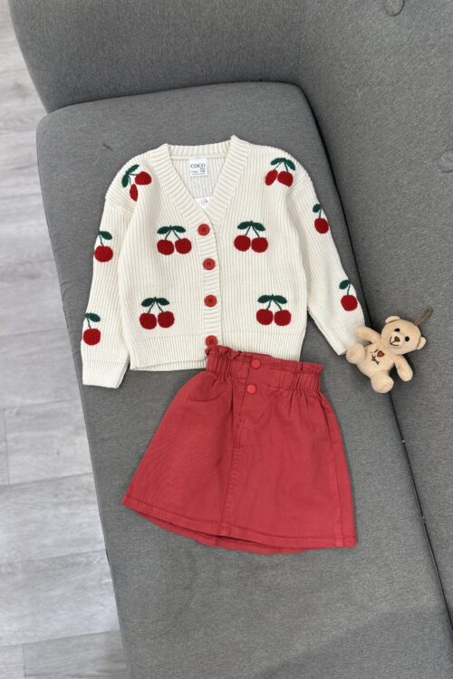 Set i embël dhe triko me qershi dhe fund kadifeje