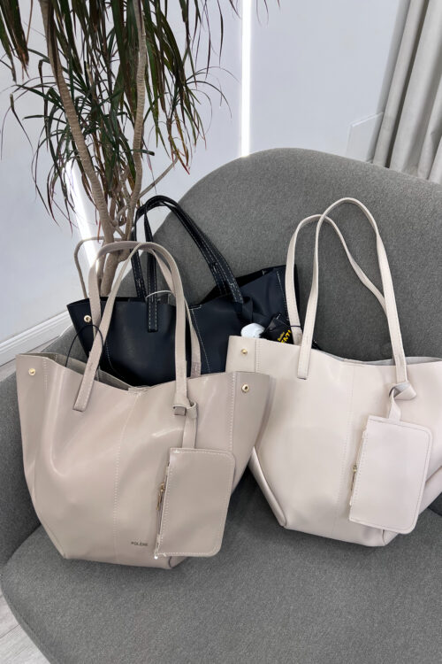 Çanta të mëdha (Tote Bag) me shkëlqim,dhe kuletë të bashkangjitur