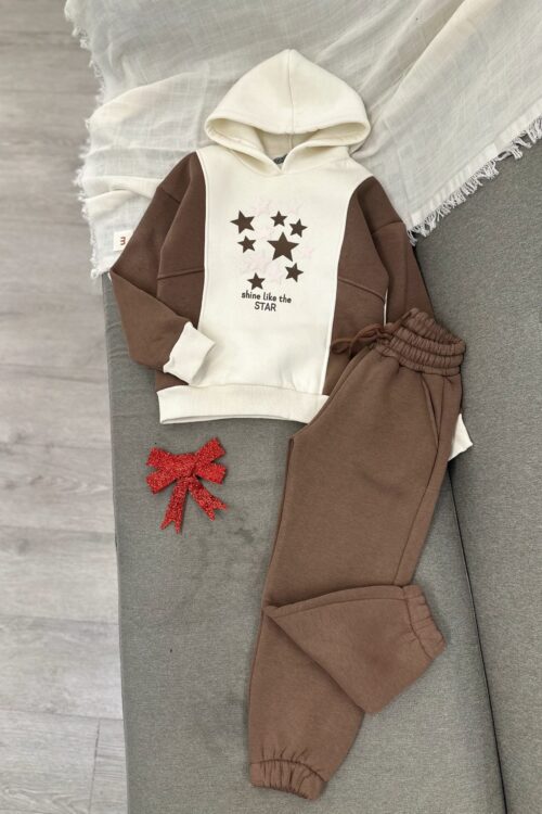 Set Sportiv Luksoz Për Fëmijë: Tuta ‘Shine Like The Star’ me Yje dhe Dizajn ‘Color Block’ – 6-7 – E kaft