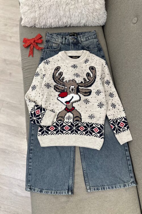 Buzëqeshje dhe Ngrohtësi me “Rudolph” – Trikoja më e Embla e Festave! – 8-9 – E kuqe