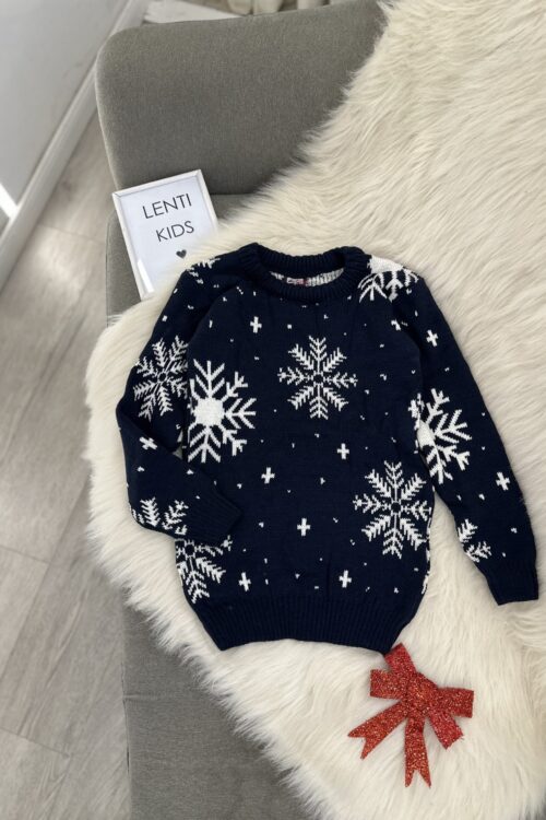 Triko Dimërore “Snowflake” për Fëmijë – Ngrohtësi dhe Stil! – 6-7 – Teget