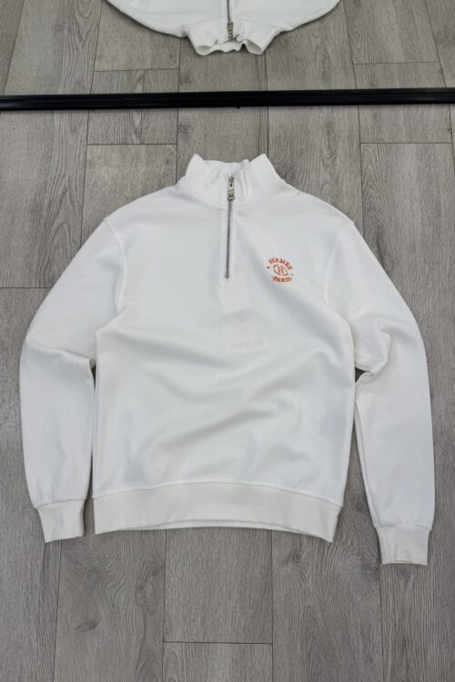 Bluzë Hermes Paris me Gjysmë Zinxhir – E Bardhë – 2XL – E bardhe