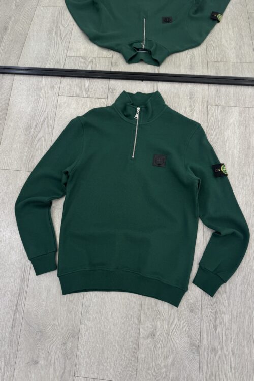 Bluzë Stone Island me Gjysmë Zinxhir – Jeshile e Errët – 2XL – Jeshile