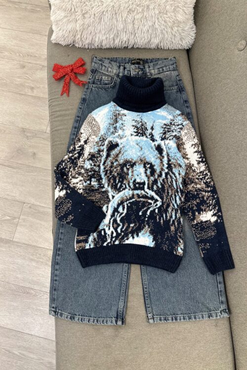 🐻 Xhëmper me Jakë të Lartë dhe Model Ariu Dimëror (Veshje Rasti Komode) ❄️ – 9-10 – E bardhe