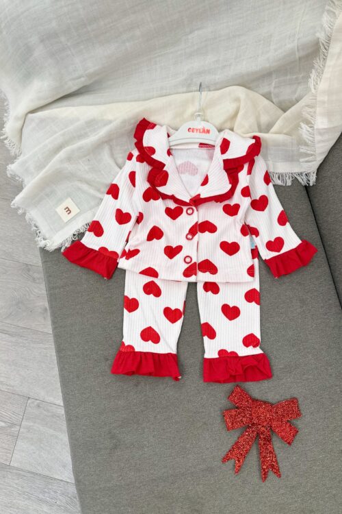 Koleksioni “Dreamy Stars” – Pizhama Klasike me Kopsa për Fëmijë – 0-24 muaj – E kuqe